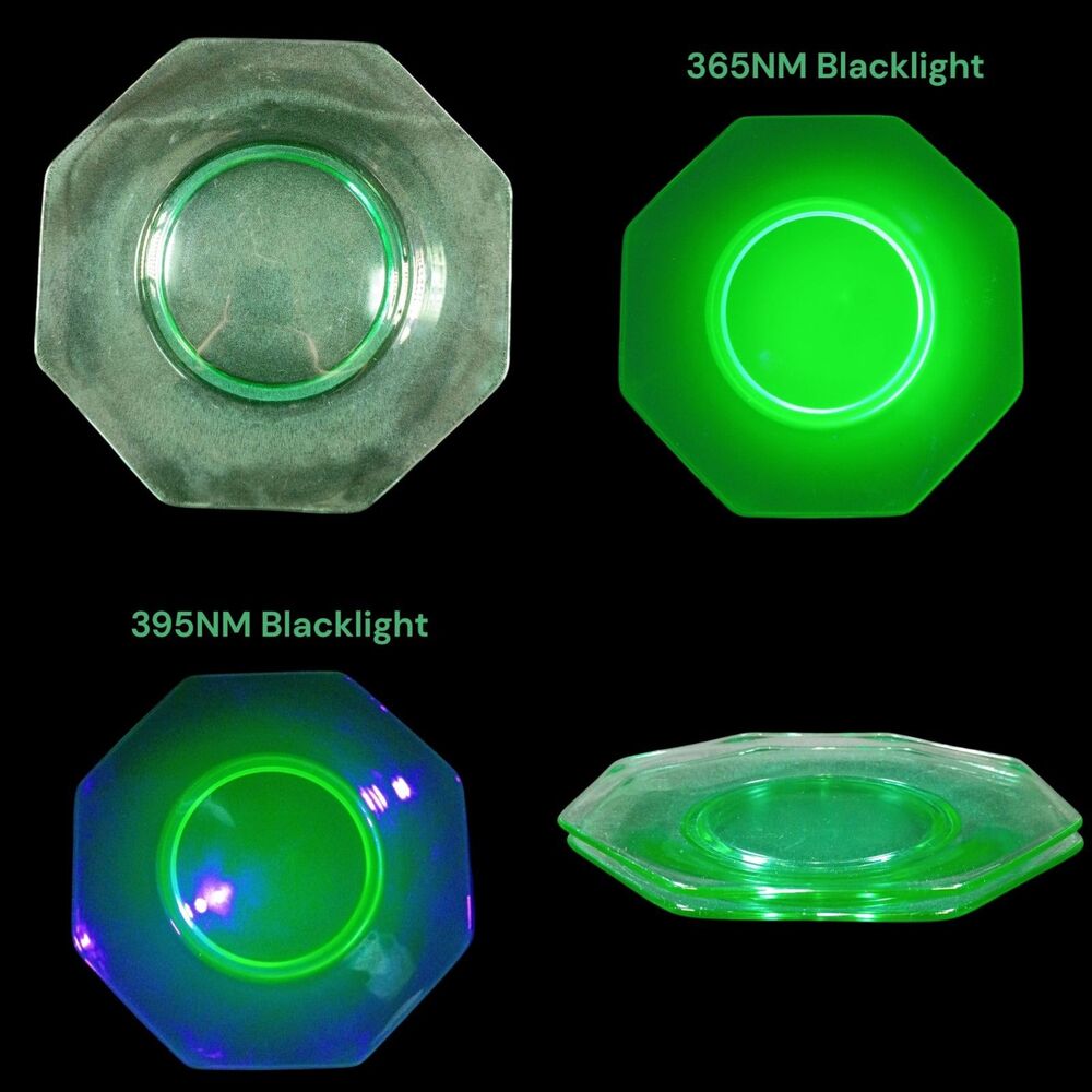 1x Fostoria Vintage Light Green Uranium Glass Octagon plate 8"
